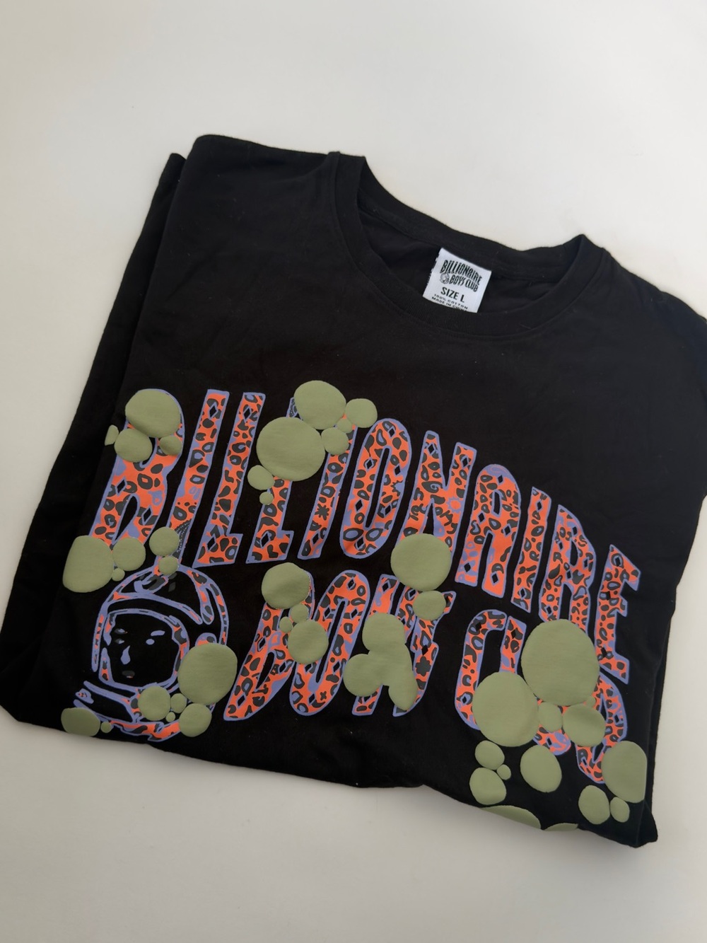 Billionaire Boys Club Black Graphic Tee with Multicolor Leopard Print